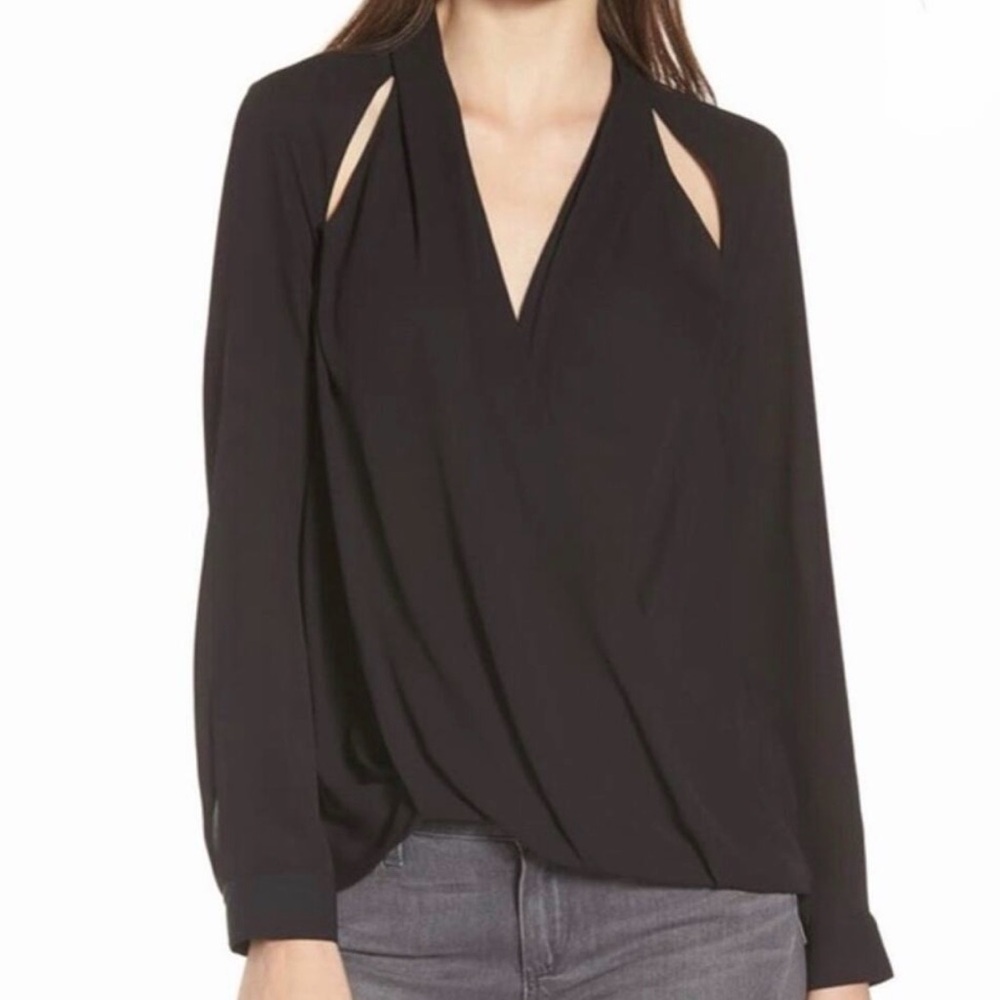 Trouve Black Draped Blouse